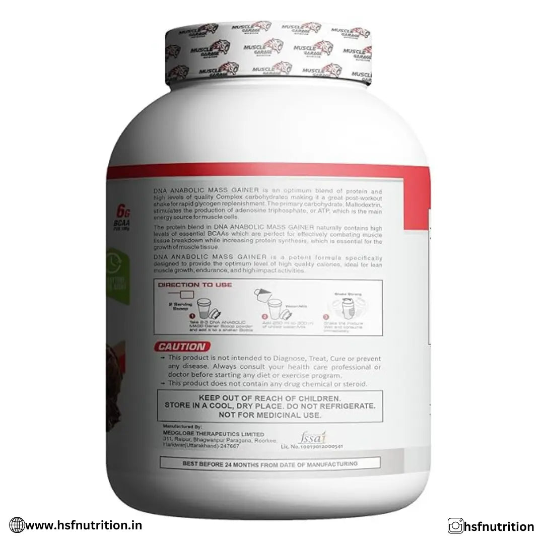 Muscle Garage DNA Anabolic High Protein Mass Gainers - 1 kg, Chocolate - Hold Strong Fitness & Nutrition