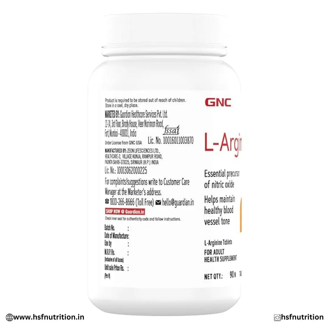 GNC L-Arginine 1000 mg - 90 Tablets | Boosts Nitric Oxide Production GNC
