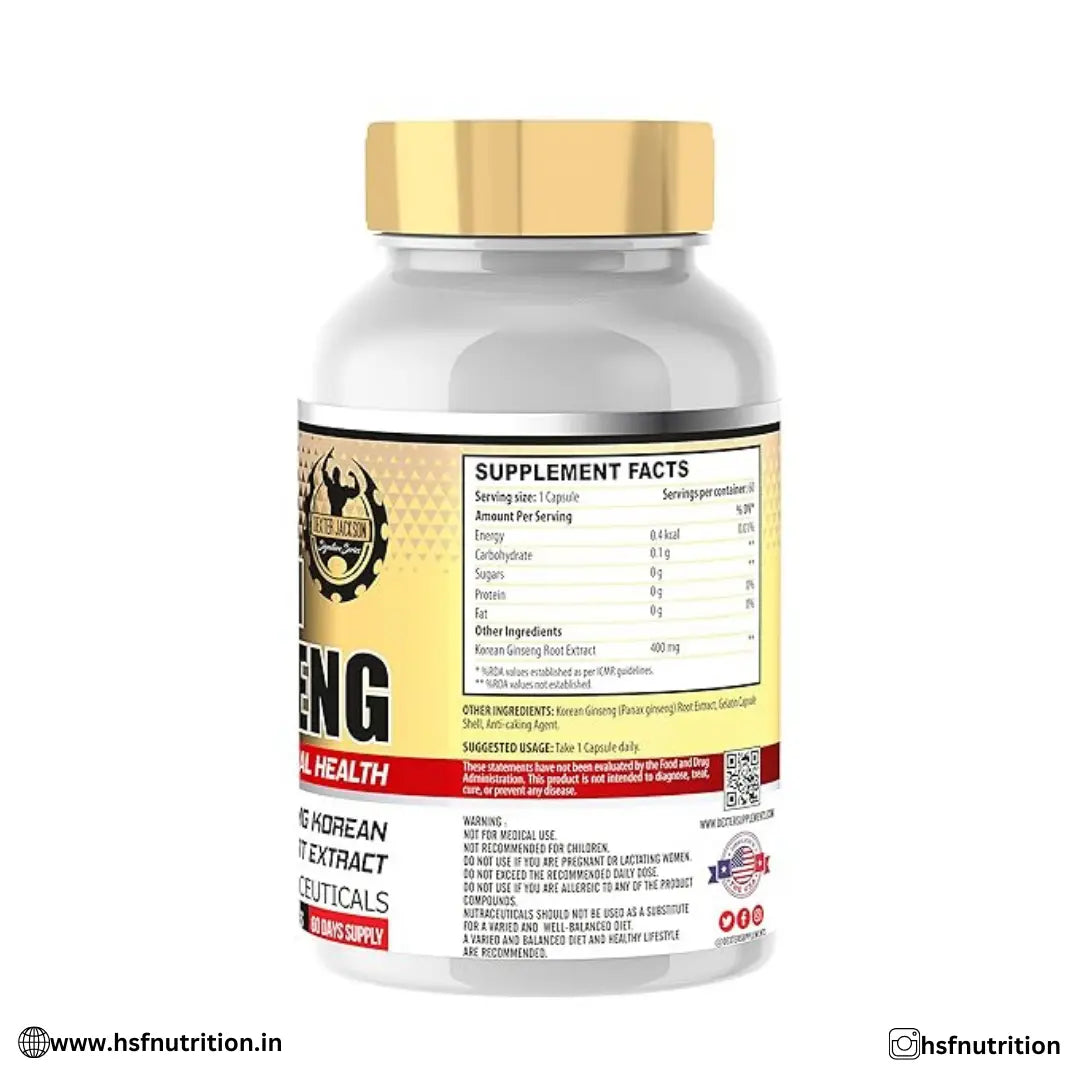 Dexter Jackson Korean Ginseng - 60 Capsules | Premium Adaptogenic Support, Traditional Korean Ginseng - Hold Strong Fitness & Nutrition