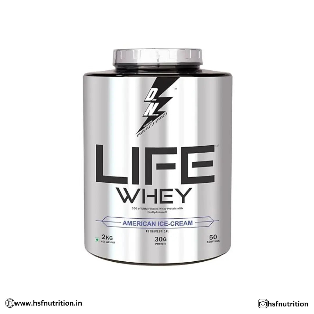 DIVINE NUTRITION Life Whey Protein - 30g Protein, 50 Servings, 2Kg, American Ice-Cream - Hold Strong Fitness & Nutrition