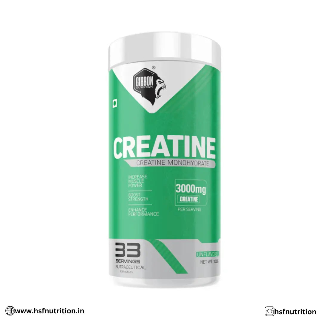 Gibbon Creatine Monohydrate 3000mg - 100gm, 33 Serving, Unflavored - Hold Strong Fitness & Nutrition