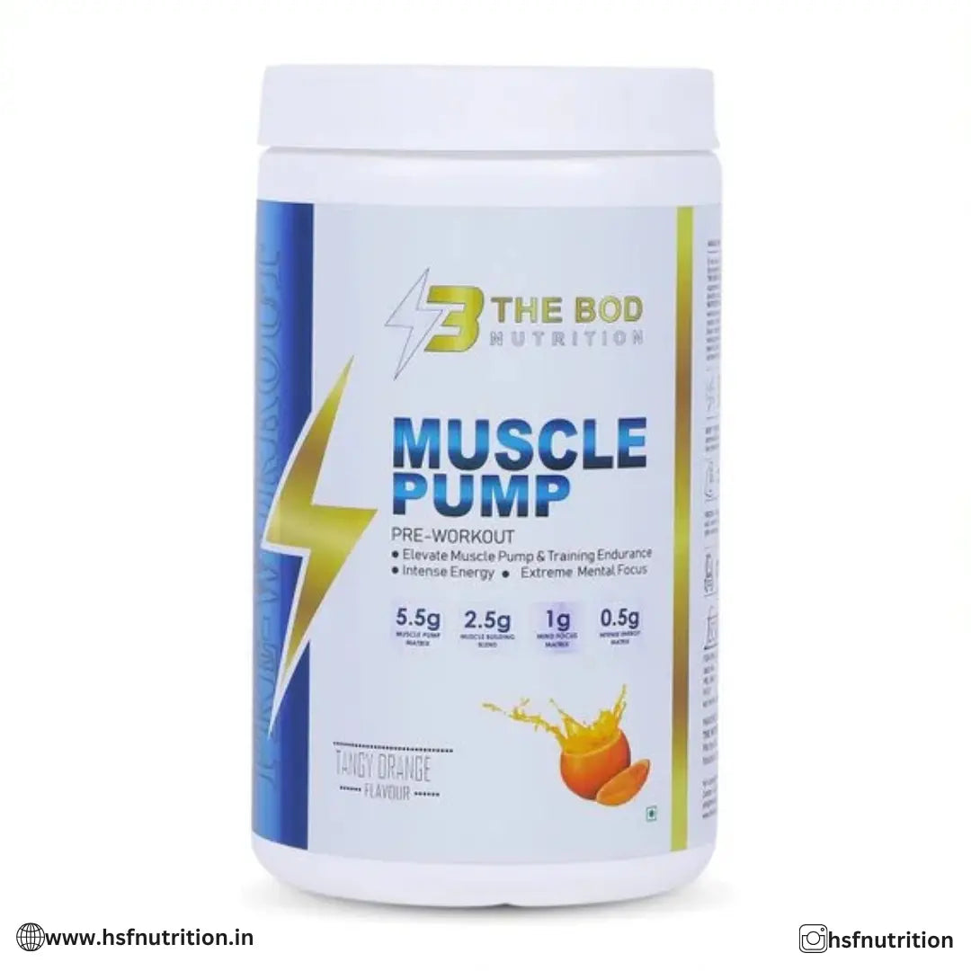 The Bod Nutrition Muscle Pump PreWorkout – 58 Serving, 350g, Tangy Orange The Bod Nutrition