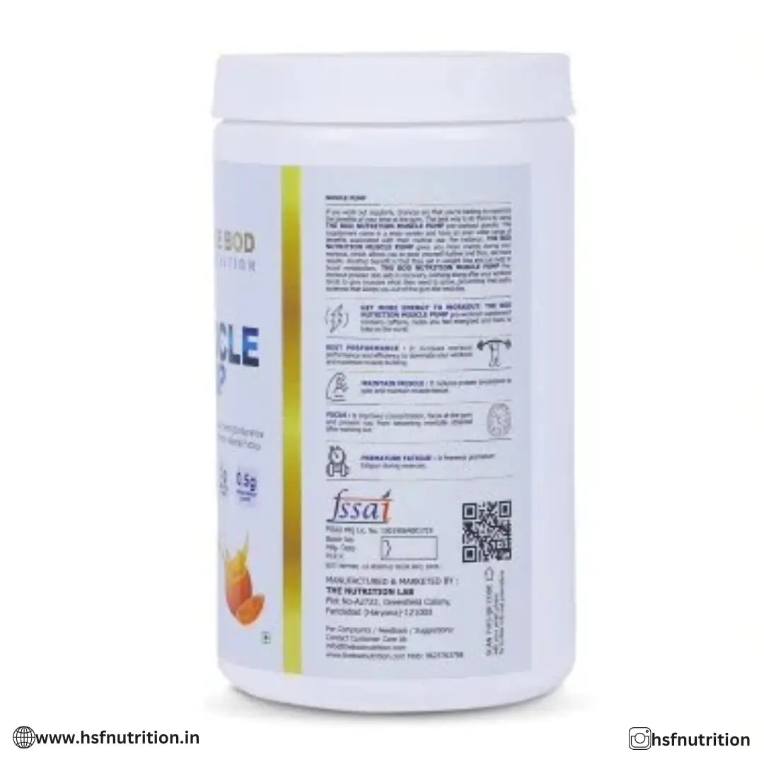 The Bod Nutrition Muscle Pump PreWorkout – 58 Serving, 350g, Tangy Orange The Bod Nutrition
