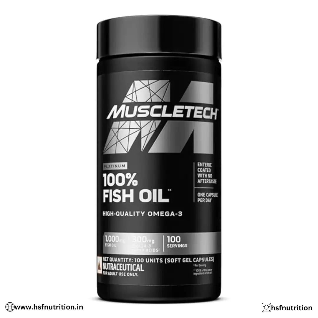 MuscleTech Platinum 100% Fish Oil For Men And Women - 100 Softgel, 1000Mg Omega 3 With 180 Mg Epa & 120 Mg Dha for Heart, Joints & Brain Health - Hold Strong Fitness & Nutrition