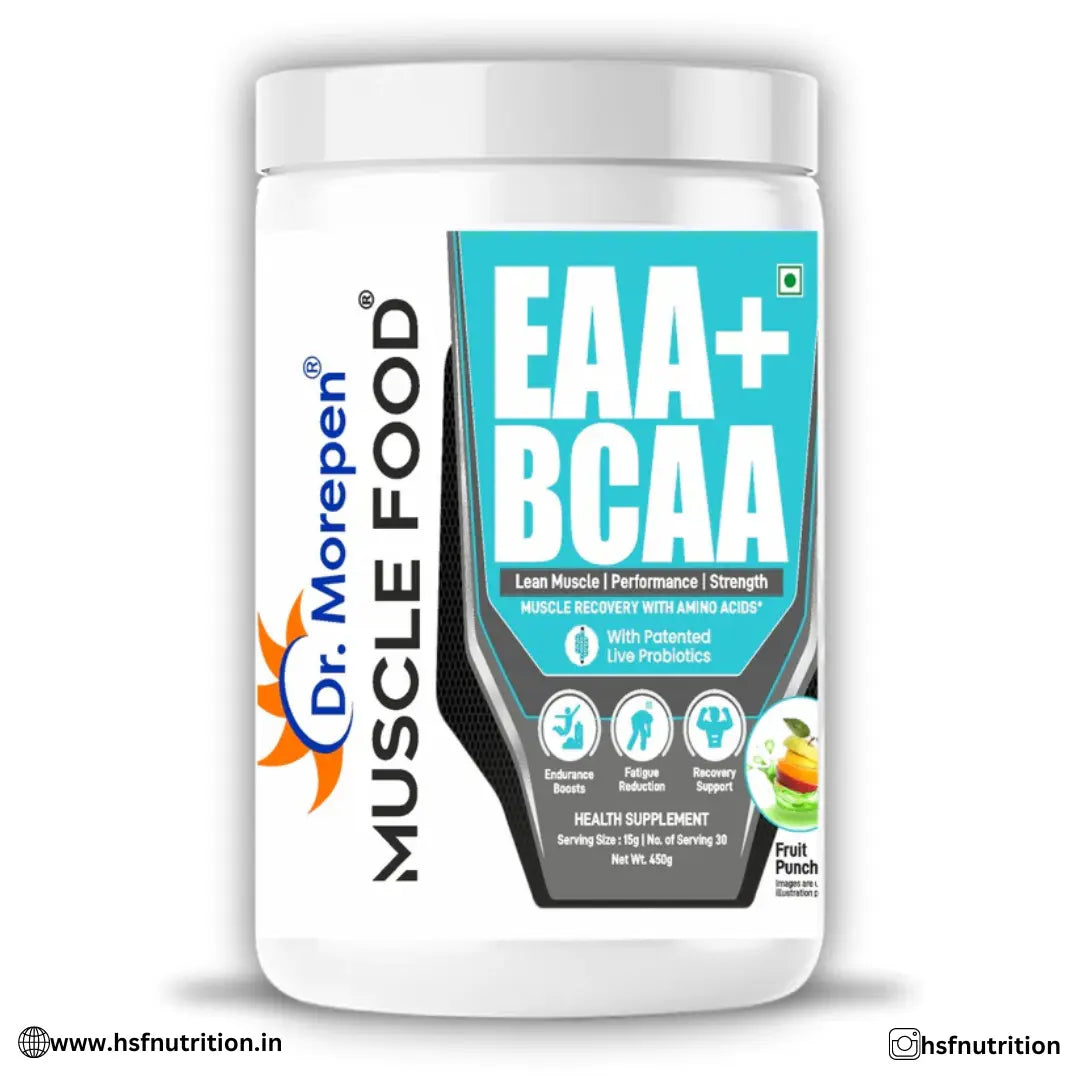 Dr. Morepen Muscle food EAA+BCAA - 30 Serving, Fruit Punch - Hold Strong Fitness & Nutrition