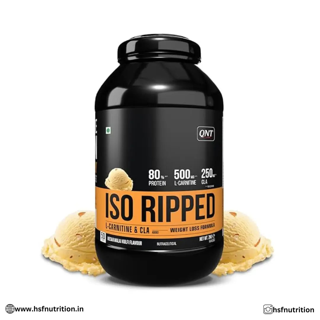 QNT ISO Ripped Whey Protein Isolate - 2kg, Kesar Malai Kulfi | 32g Pure Whey Isolate per Serving With L-Carnitine & CLA - Hold Strong Fitness & Nutrition