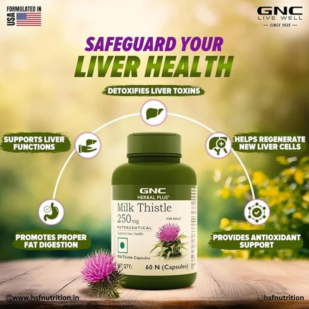 GNC Herbal Plus Milk Thistle - 60 Capsules | Removes Liver Toxins & Protects Liver Support GNC