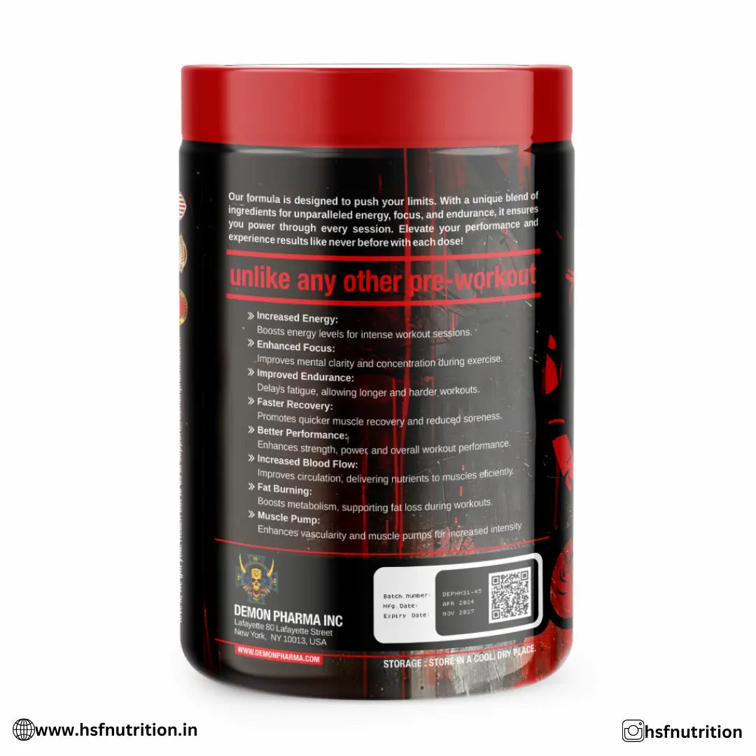 Demon Pharma Kamikaze PreWorkout - 45 Serving, 450gm, Cotton candy - Hold Strong Fitness & Nutrition
