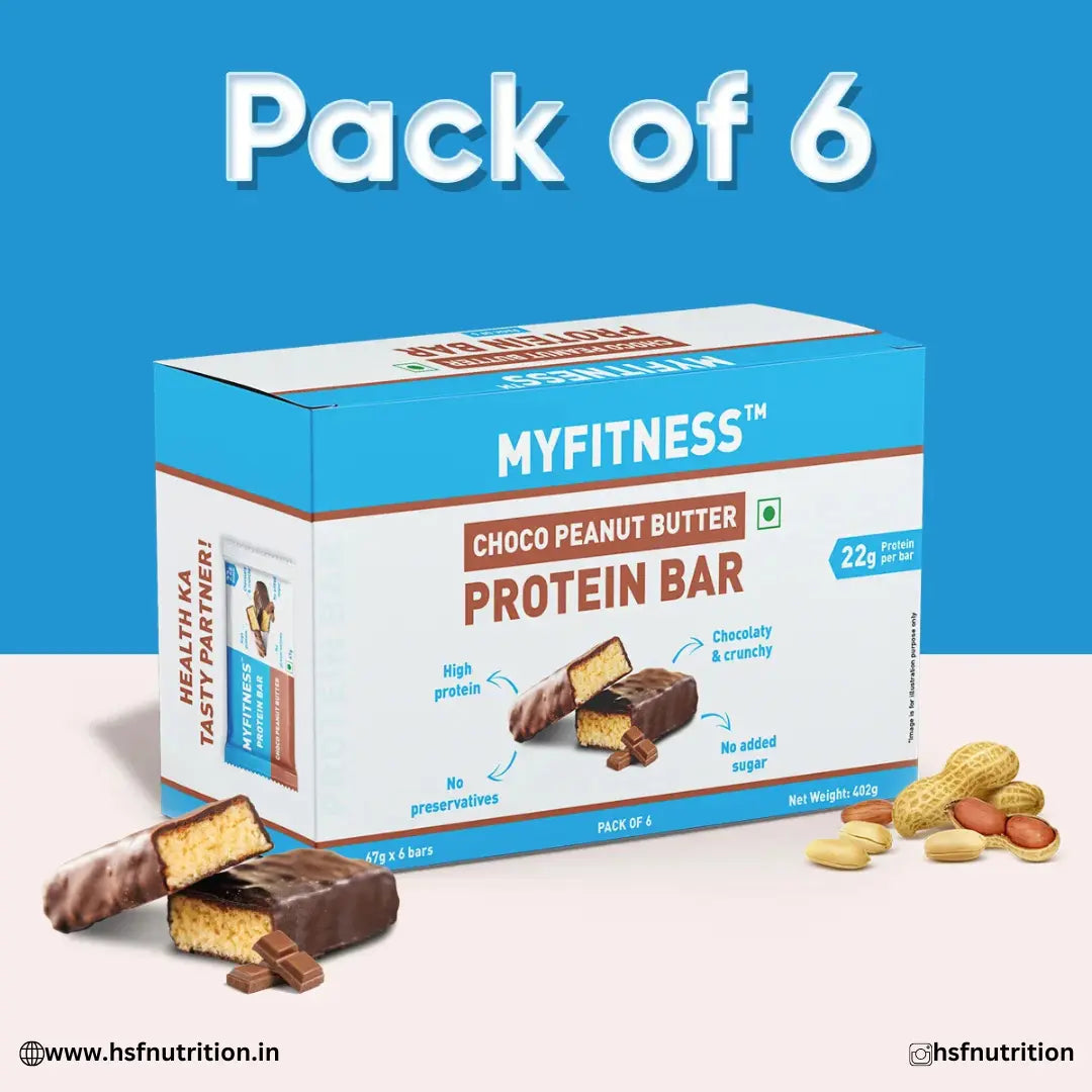 MYFITNESS Choco Peanut Butter Protein Bar (Pack of 6) - 22g Protein, No Added Sugar MYFITNESS