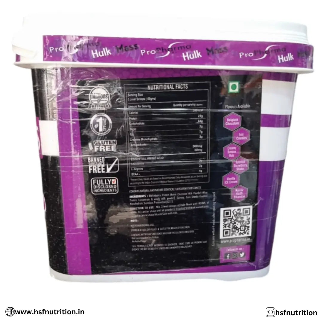 ProPharma Hulk Mass Gainer - 4.5 kg, 10 Lbs, Chocolate - Hold Strong Fitness & Nutrition
