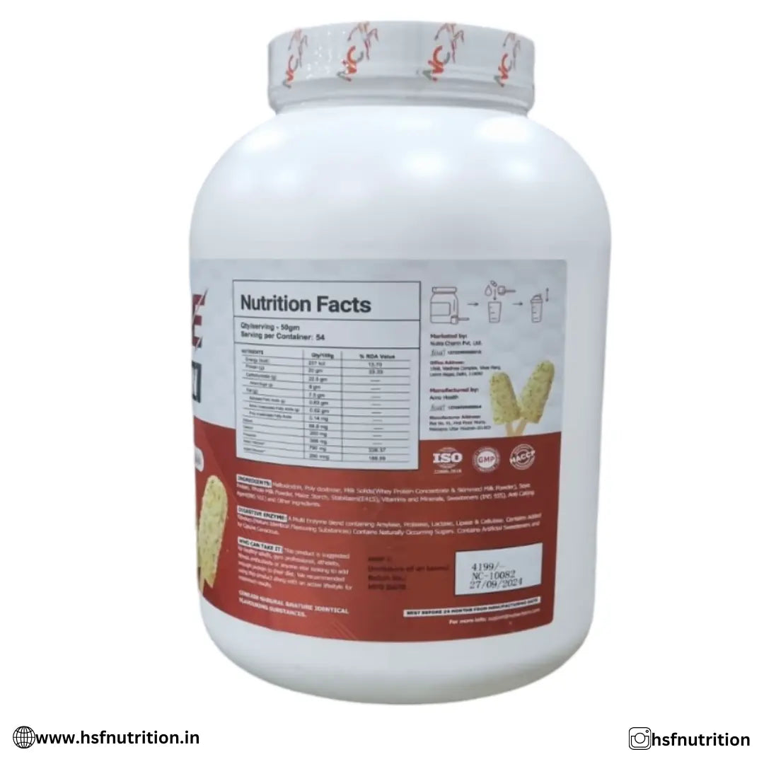 Nutra Charm Pure Gain - 2.7Kg, Kulfi Delight | High Protein Premium Mass & Weight Gainer - Hold Strong Fitness & Nutrition