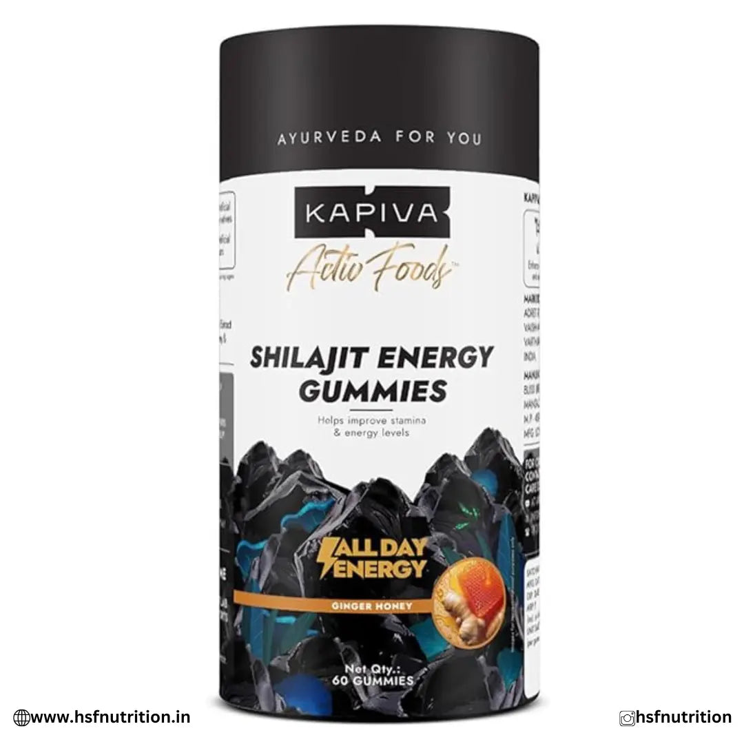 Kapiva Himalayan Shilajit/Shilajeet Gummies | 225mg Shilajit/Gummy - 60 Gummies | Ginger Honey Flavour | NABL-Certified Gummy | Boosts Energy Levels, Endurance & Stamina | No Added Sugar | Gelatin Free Kapiva