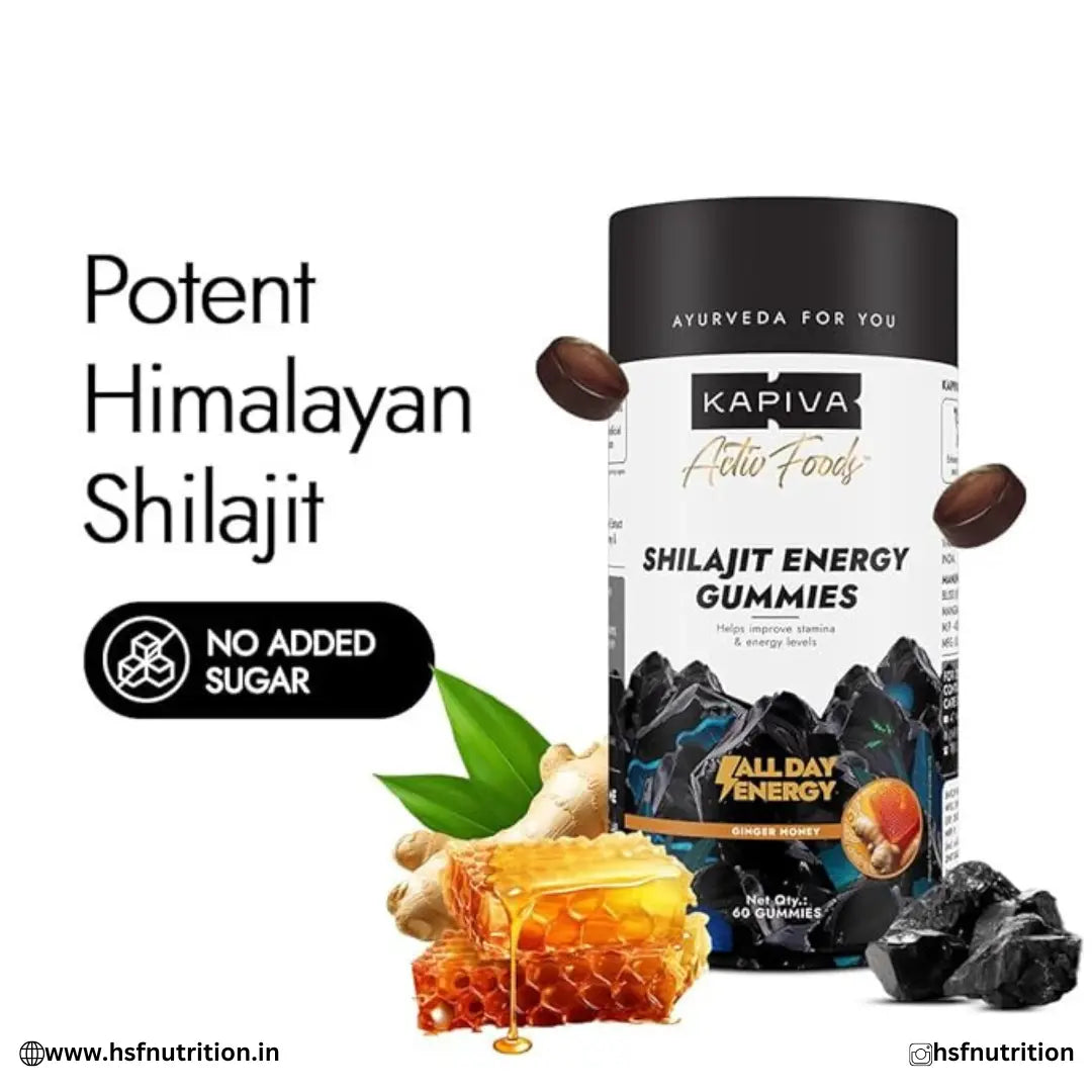 Kapiva Himalayan Shilajit/Shilajeet Gummies | 225mg Shilajit/Gummy - 60 Gummies | Ginger Honey Flavour | NABL-Certified Gummy | Boosts Energy Levels, Endurance & Stamina | No Added Sugar | Gelatin Free Kapiva