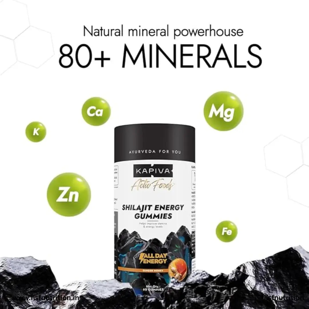 Kapiva Himalayan Shilajit/Shilajeet Gummies | 225mg Shilajit/Gummy - 60 Gummies | Ginger Honey Flavour | NABL-Certified Gummy | Boosts Energy Levels, Endurance & Stamina | No Added Sugar | Gelatin Free Kapiva