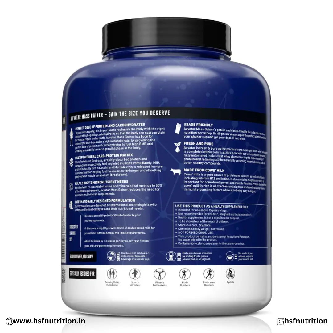 Avvatar Mass Gainer - 2kg, Belgian Chocolate, 33 Servings Avvatar