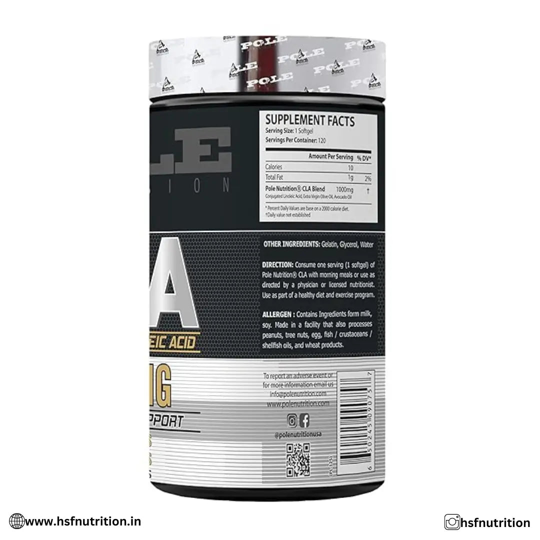 Pole Nutrition CLA - Conjugated Linoleic Acid Weight Loss Support 1000mg - 120 Softgels - Hold Strong Fitness & Nutrition
