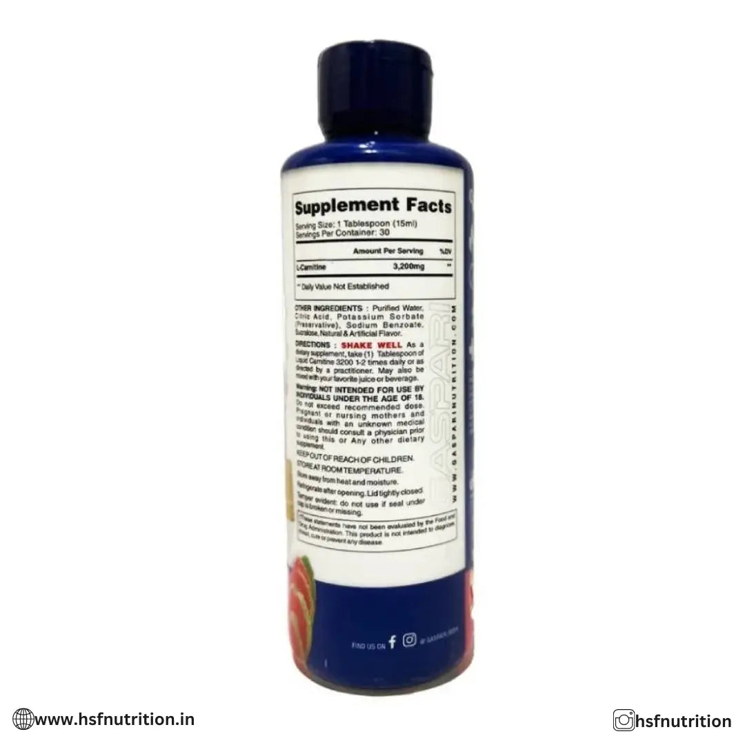 Gaspari Nutrition Liquid Carnitine 3200 - 30 Serving, 450ml - Hold Strong Fitness & Nutrition
