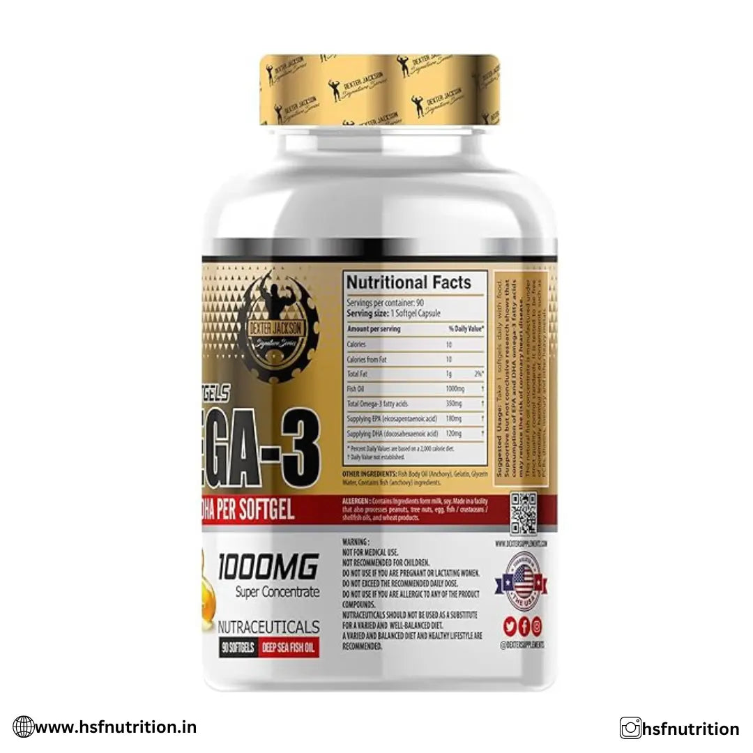 Dexter Jackson Omega-3 Fishoil - 1000mg, 90 Softgels - Hold Strong Fitness & Nutrition
