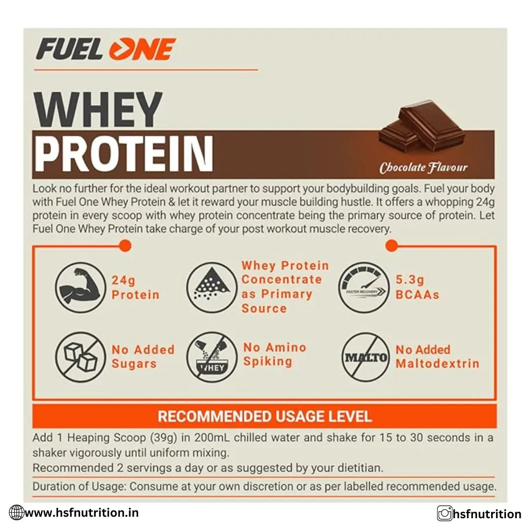 MuscleBlaze MB Fuel One Whey Protein - 1kg, Chocolate, 24g Protein - Hold Strong Fitness & Nutrition
