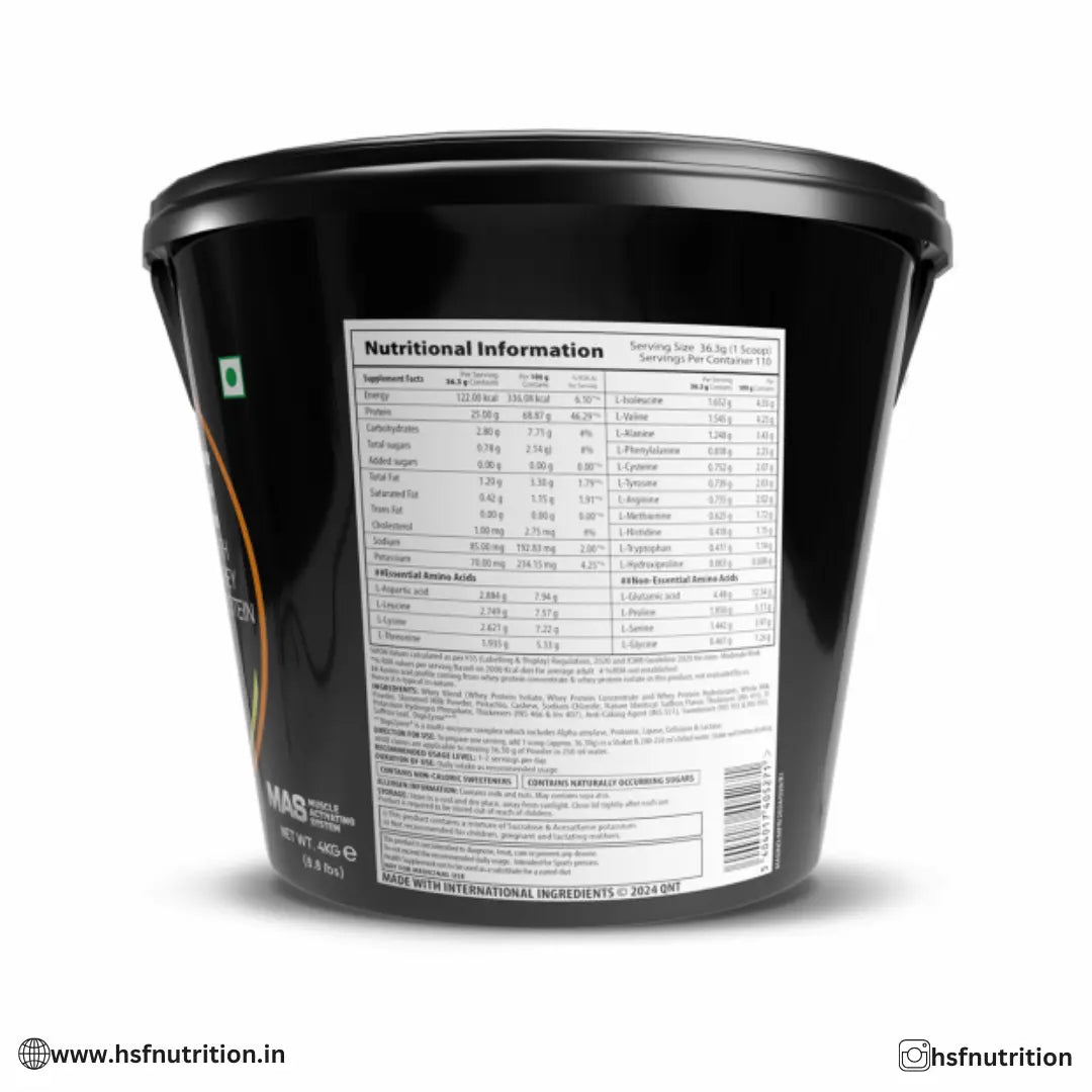 QNT Prime Whey Protein Powder - 4 Kg, 25 g, 120 Servings - Hold Strong Fitness & Nutrition