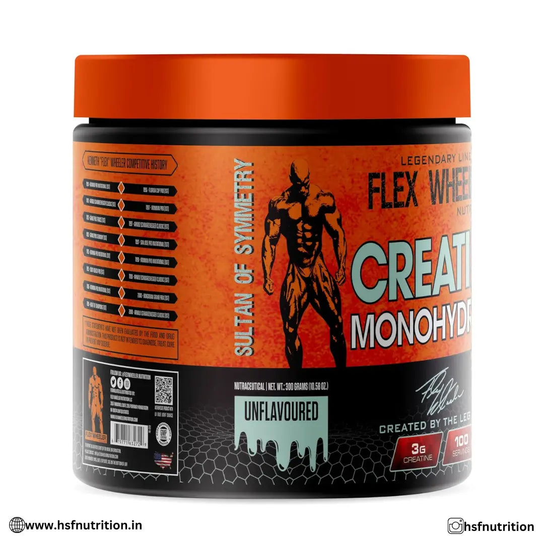 Flex Wheeler Creatine Monohydrate - 100 Serving, 300 gm, Unflavored - Hold Strong Fitness & Nutrition