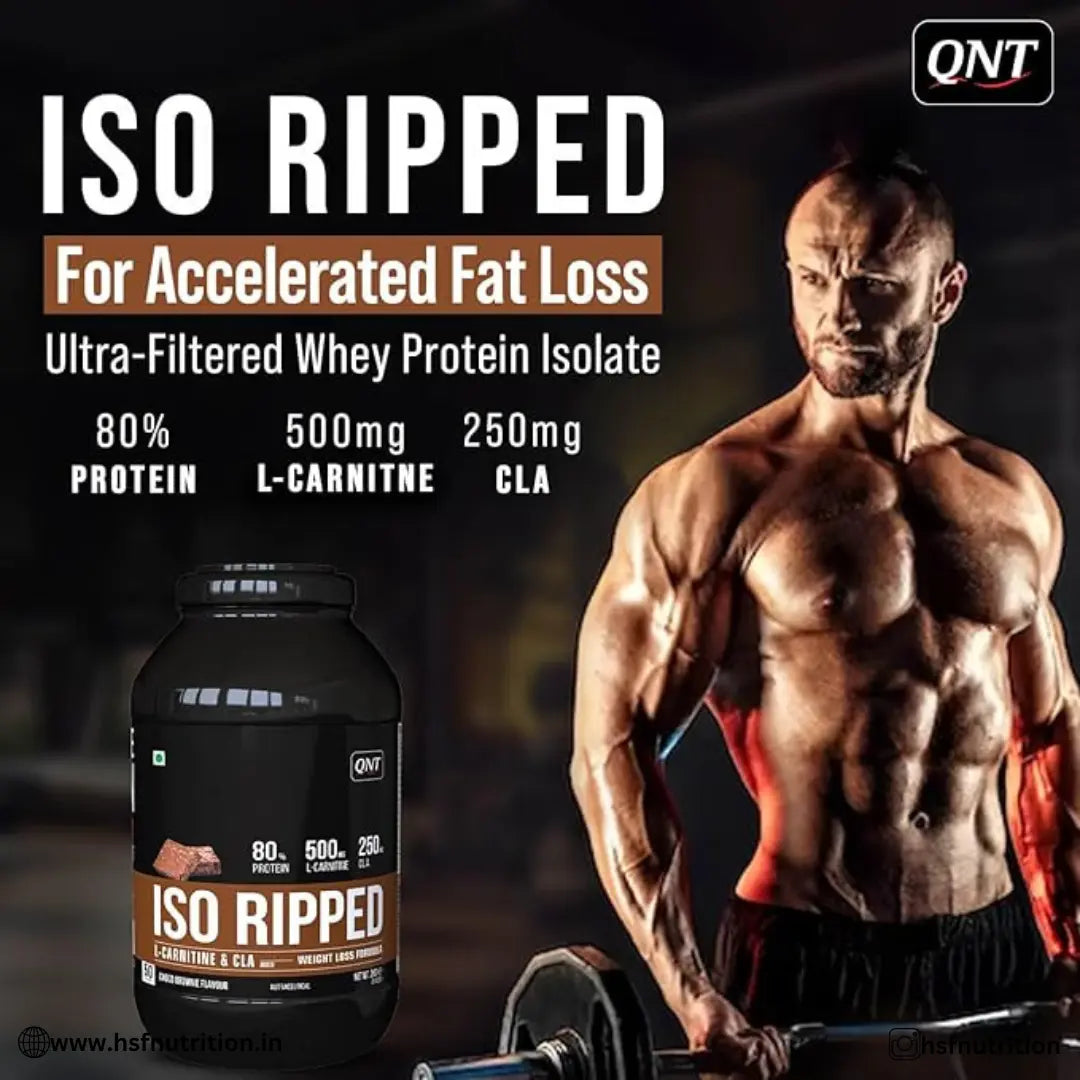 QNT ISO Ripped Whey Protein Isolate - 2kg, Kesar Malai Kulfi | 32g Pure Whey Isolate per Serving With L-Carnitine & CLA - Hold Strong Fitness & Nutrition