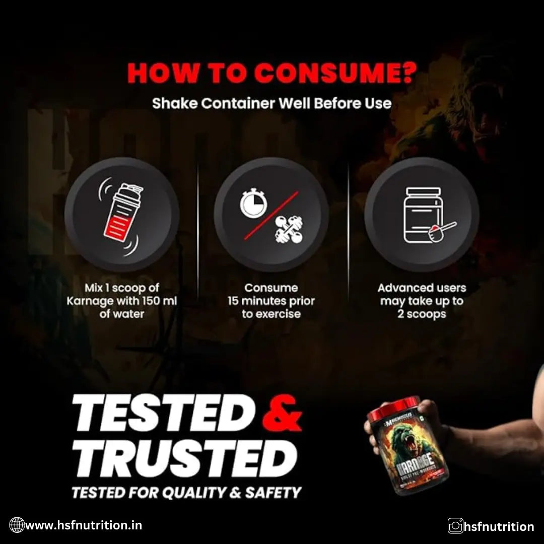 Bigmuscles Nutrition Karnage PreWorkout - 60 Servings, 300gm, Sex On the Beach - Hold Strong Fitness & Nutrition