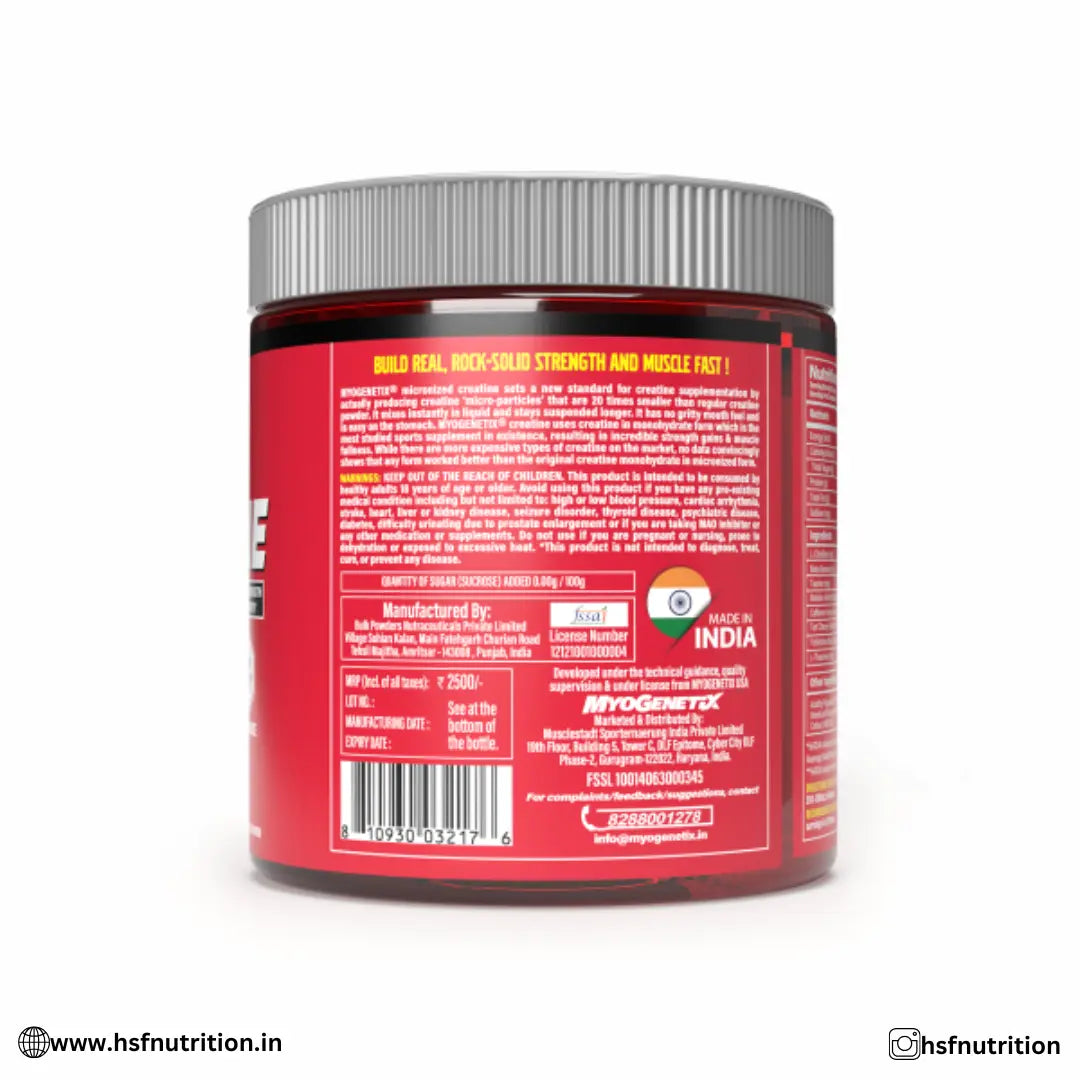 MYOGENETIX Creatine Monohydrate - 100 Servings, 300 gm, Unflavored - Hold Strong Fitness & Nutrition