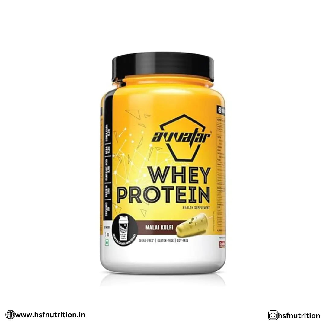 Avvatar Whey Protein - 1KG, Malai Kulfi, 28 GM Protein, Isolate & Concentrate Blend - Hold Strong Fitness & Nutrition