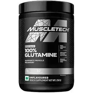 MuscleTech Platinum 100% Glutamine Powder | Post Workout Recovery Drink | L-Glutamine - 50 Servings, 250g - Hold Strong Fitness & Nutrition