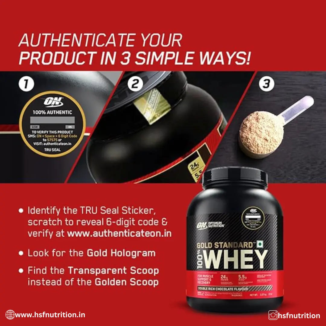 Optimum Nutrition ON Gold Standard 100% Whey Protein - 1.7 Kg, Double Rich Chocolate, 55 Serving - Hold Strong Fitness & Nutrition