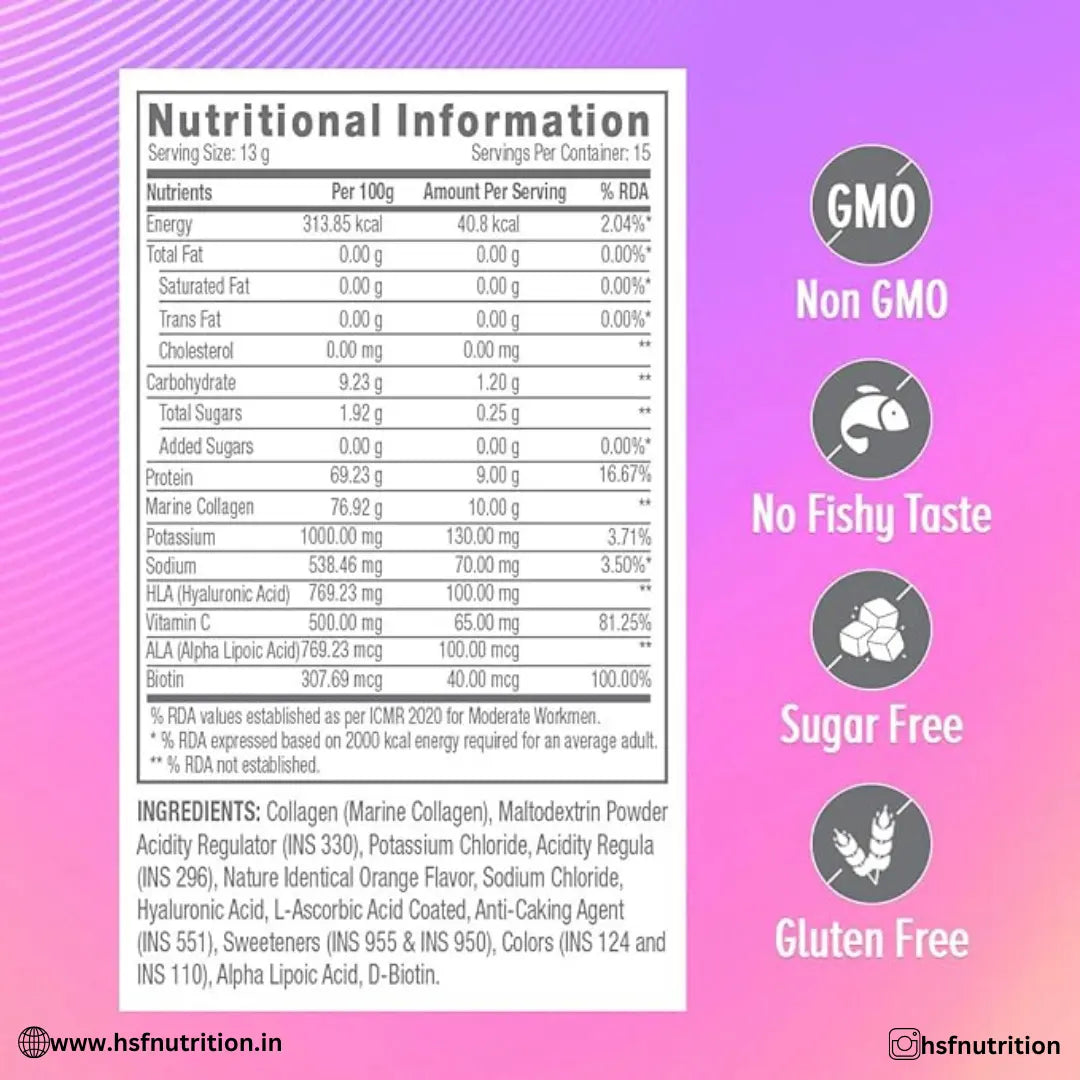 GNC Marine Collagen -200 Gm, Orange | Radiant & Youthful Skin, Reduces Fine Lines & Wrinkles, Added Hyaluronic Acid, Biotin & Vitamin C - Hold Strong Fitness & Nutrition