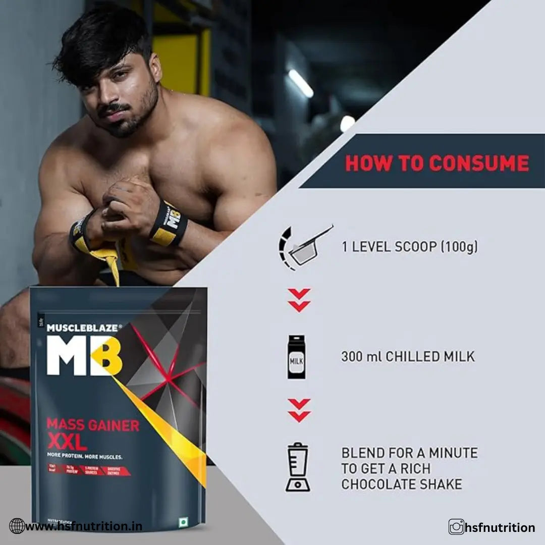 MuscleBlaze MB Super Gainer Xxl  - 1kg, Chocolate - Hold Strong Fitness & Nutrition