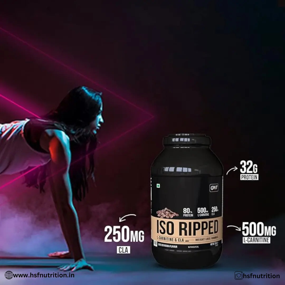 QNT ISO Ripped Whey Protein Isolate - 2kg, Kesar Malai Kulfi | 32g Pure Whey Isolate per Serving With L-Carnitine & CLA - Hold Strong Fitness & Nutrition