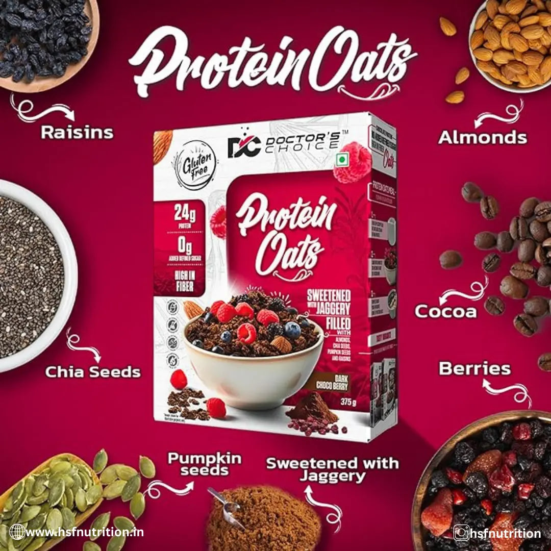 Flavors of Doctors Choice DC Oats - Dark Choco Berry and Strawberry - Hold Strong Fitness & Nutrition