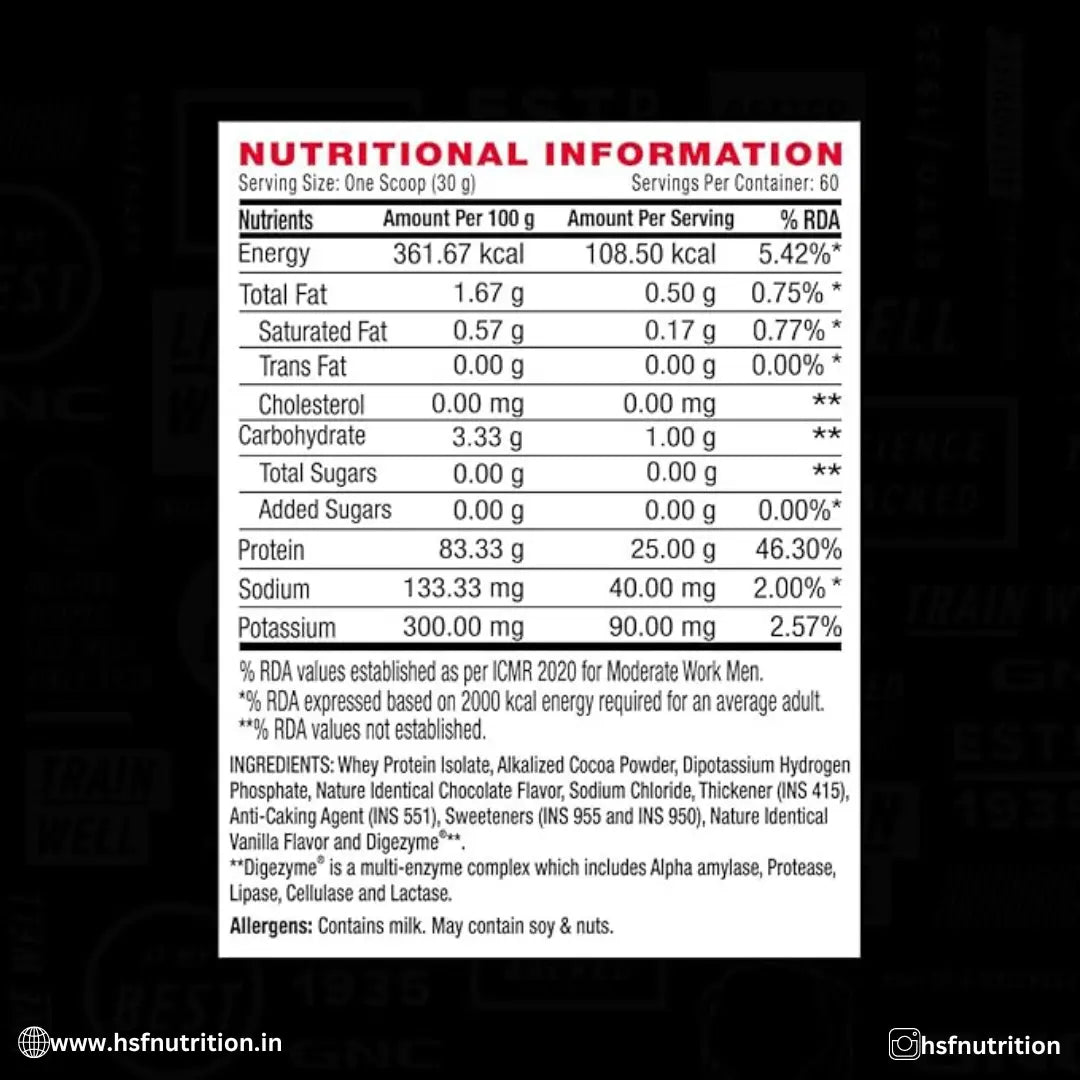GNC AMP Pure Isolate Low Carb - 1.81 kg, 25g Protein, 6g BCAA, Chocolate Frosting - Hold Strong Fitness & Nutrition
