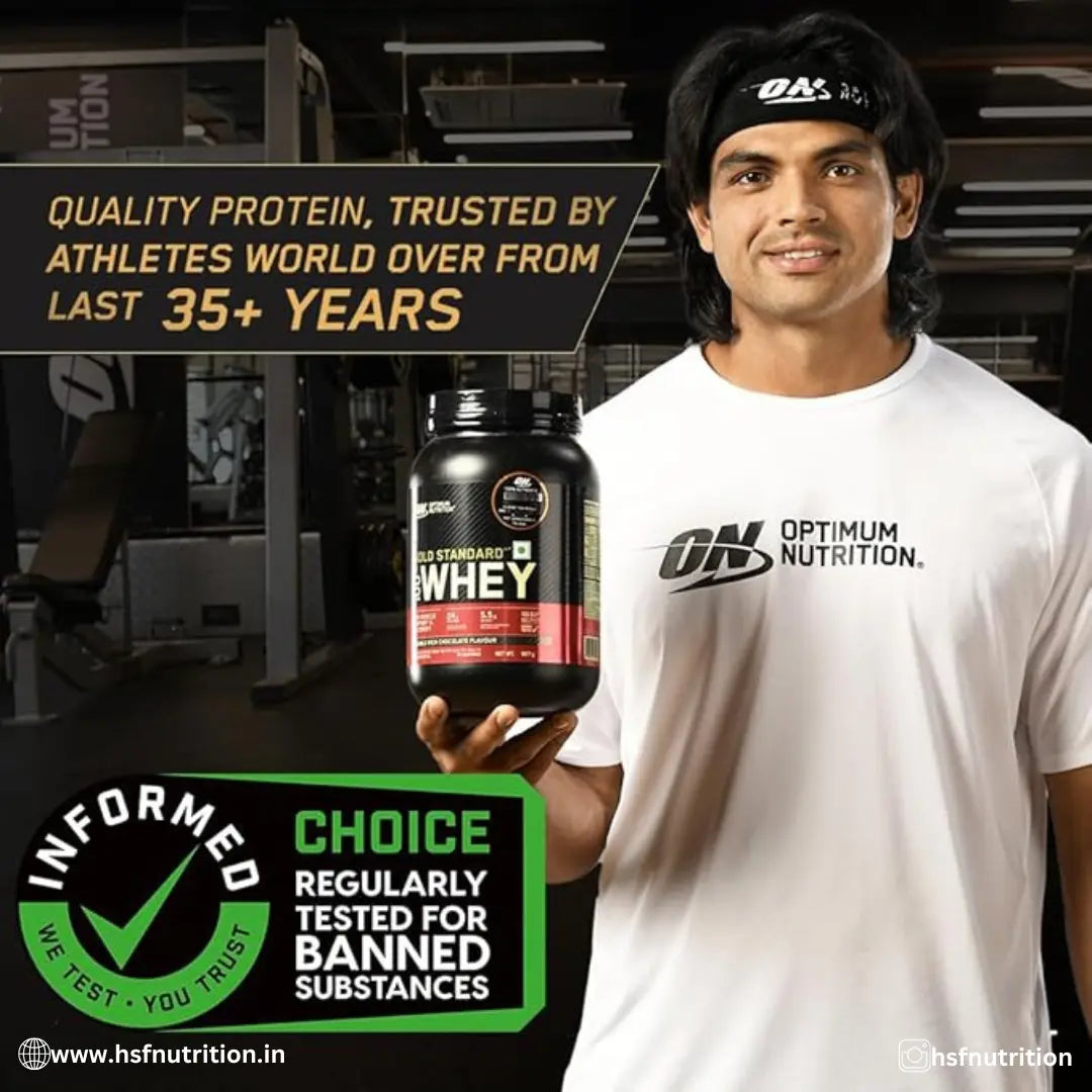 Optimum Nutrition ON Gold Standard 100% Whey - 2 lbs, 907g, Double Rich Chocolate - Hold Strong Fitness & Nutrition