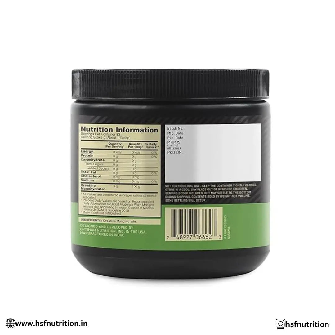 Optimum Nutrition ON Micronized Creatine Monohydrate - 250gm, 83 Serving, Unflavoured - Hold Strong Fitness & Nutrition