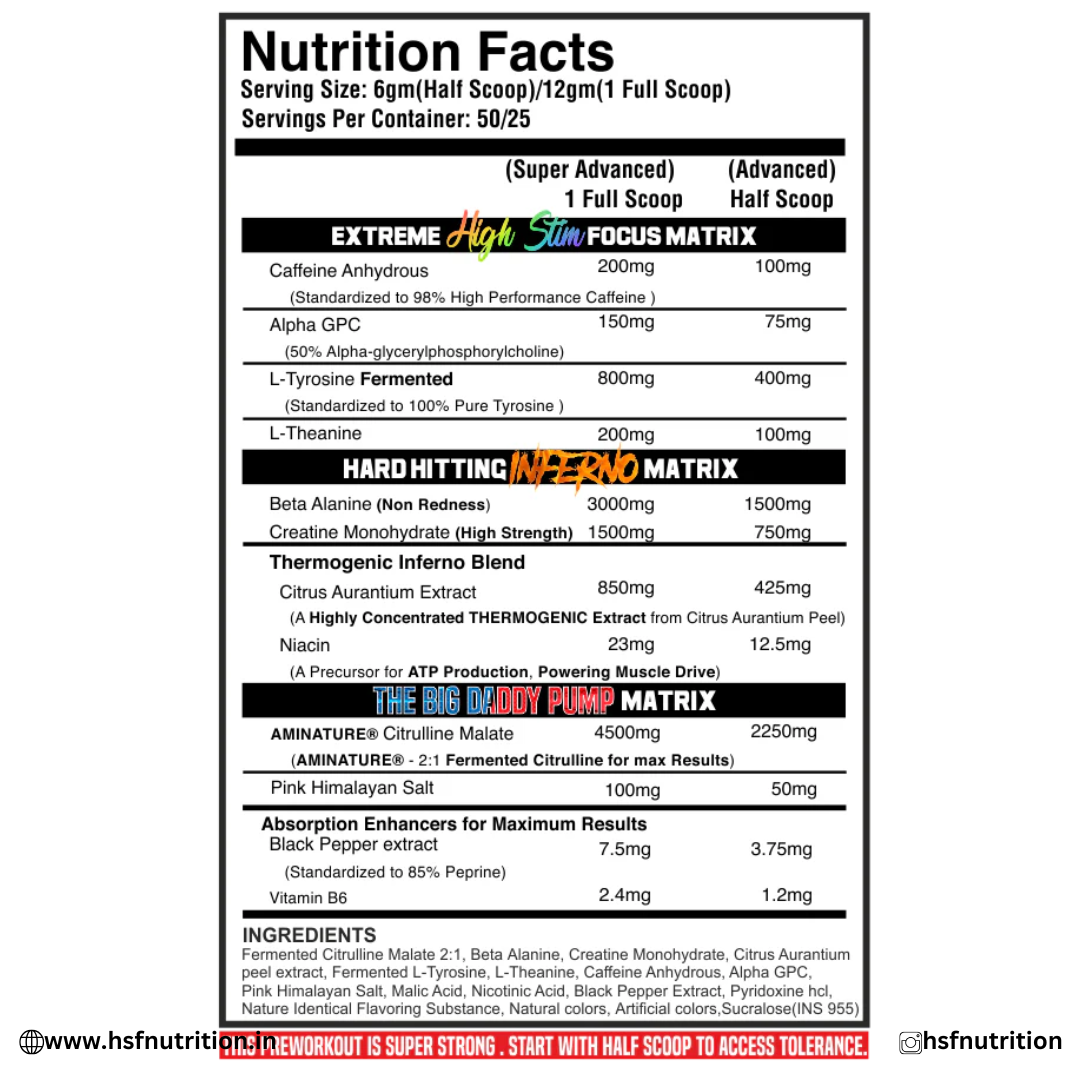 Black Beast The Big Daddy Inferno PreWorkout - 50 Servings, Psychopath Punch Black Beast