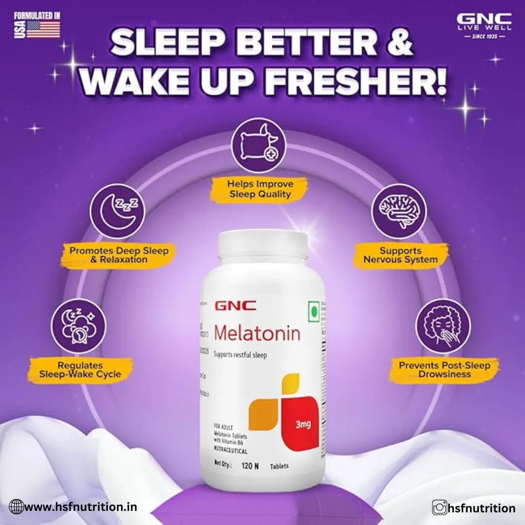GNC Melatonin With Vitamin B6 - 120 Tablets | Promotes Restful Sleep & Relaxation - Hold Strong Fitness & Nutrition