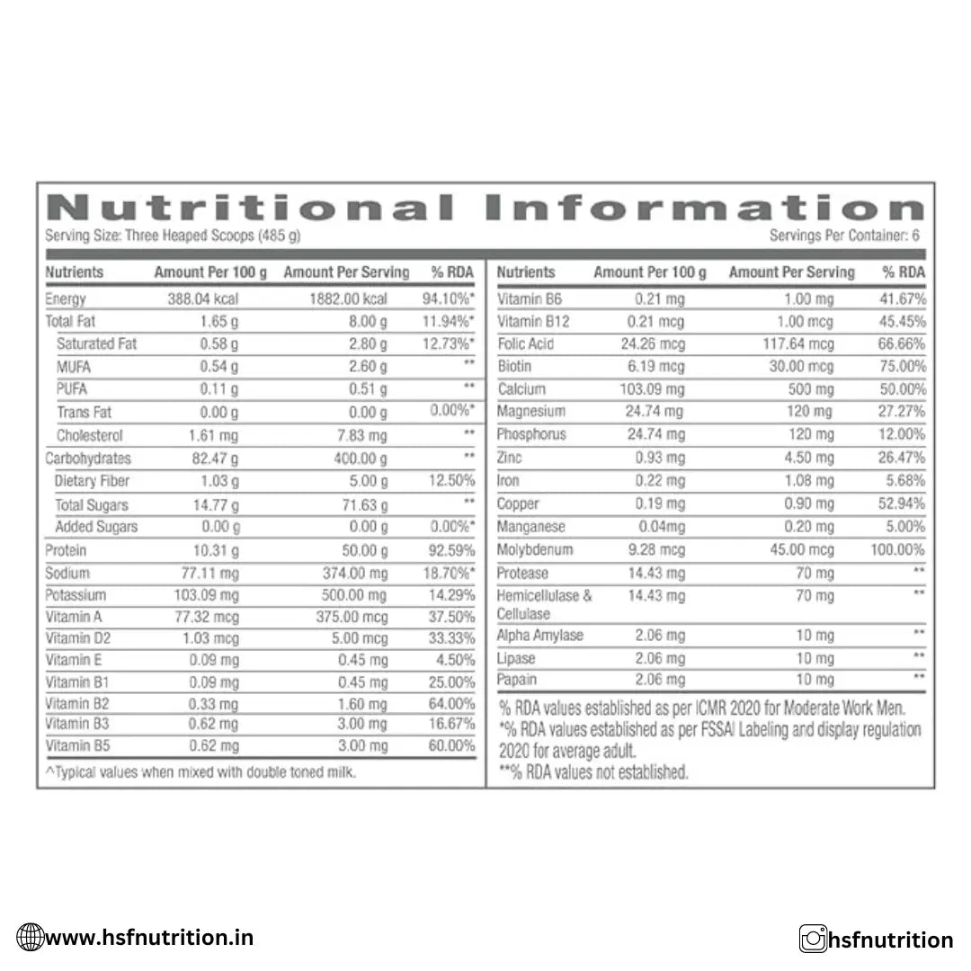 GNC Pro Performance Weight Gainer - 3 Kg, Double Chocolate | 73g Protein, 440g Carbs, 2200 Cal - Hold Strong Fitness & Nutrition