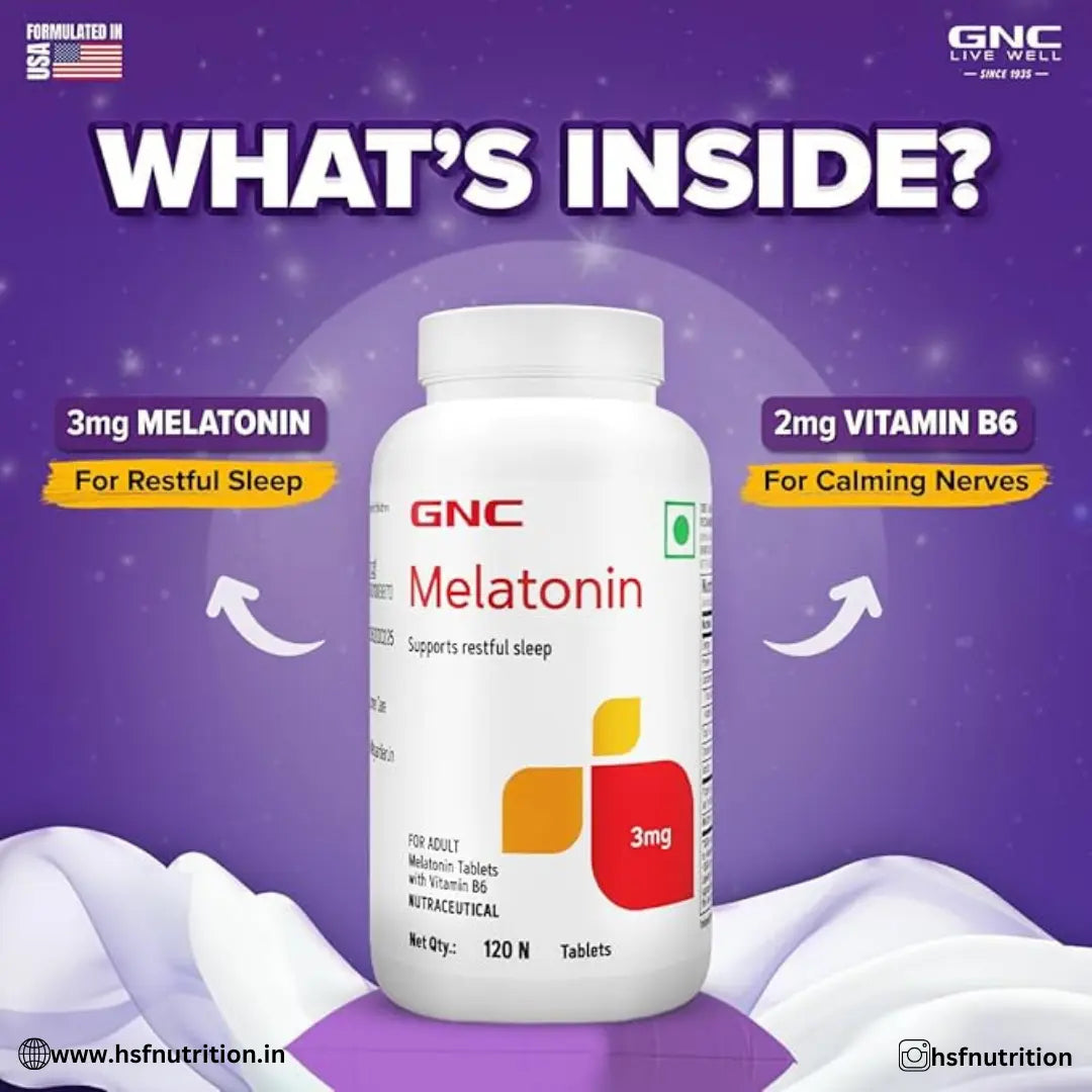 GNC Melatonin With Vitamin B6 - 120 Tablets | Promotes Restful Sleep & Relaxation - Hold Strong Fitness & Nutrition