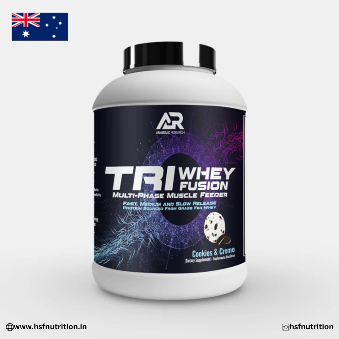Anabolic Research TRI Whey Fusion - 2.4 kg | 25g Protein, Cookies & Cream | Enriched with L-Arginine AKG, Tribulus & Ginseng Anabolic Research
