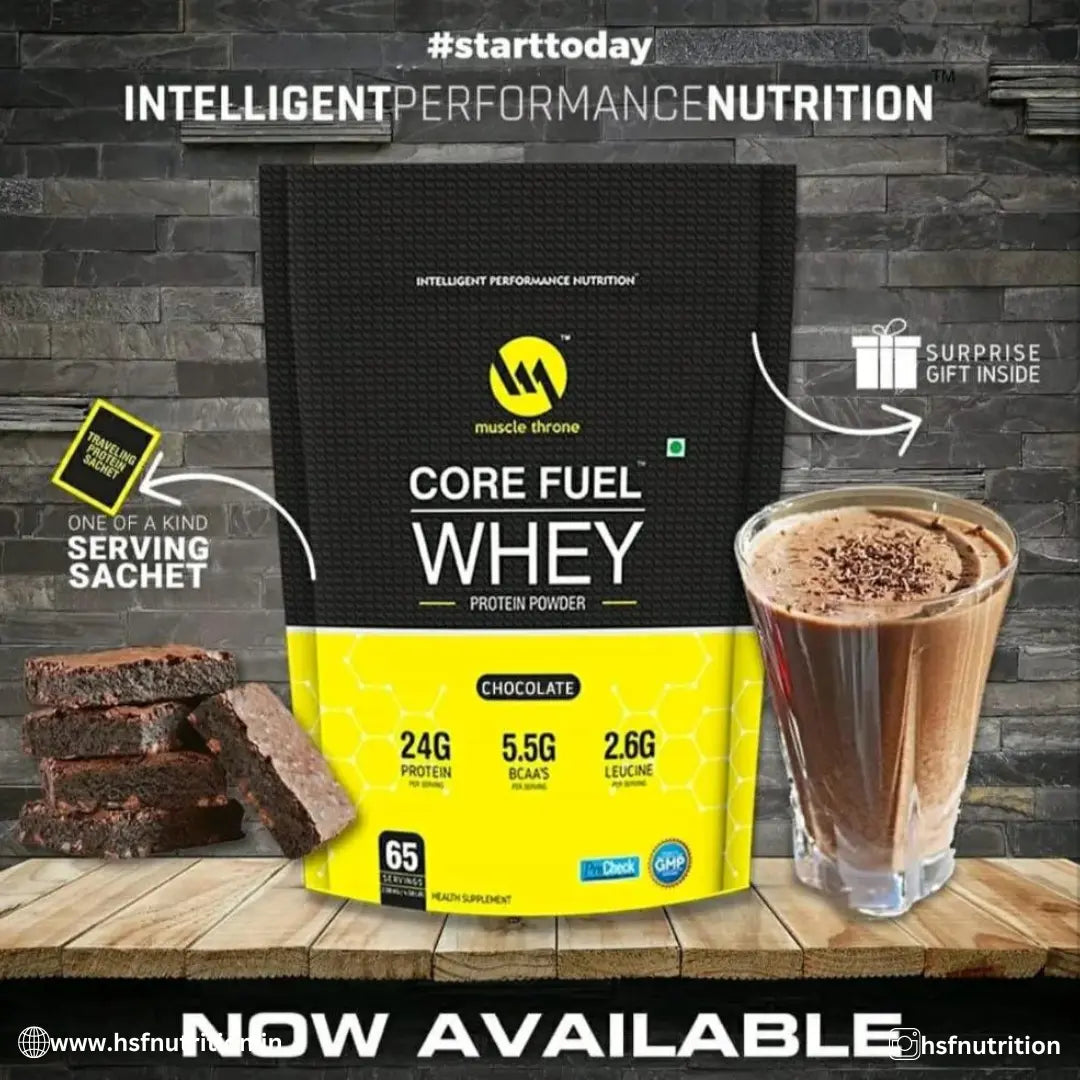 Muscle Throne Corefuel Whey Protein - 2 kg, Chocolate, 65 Serving, Free Shaker Inside - Hold Strong Fitness & Nutrition