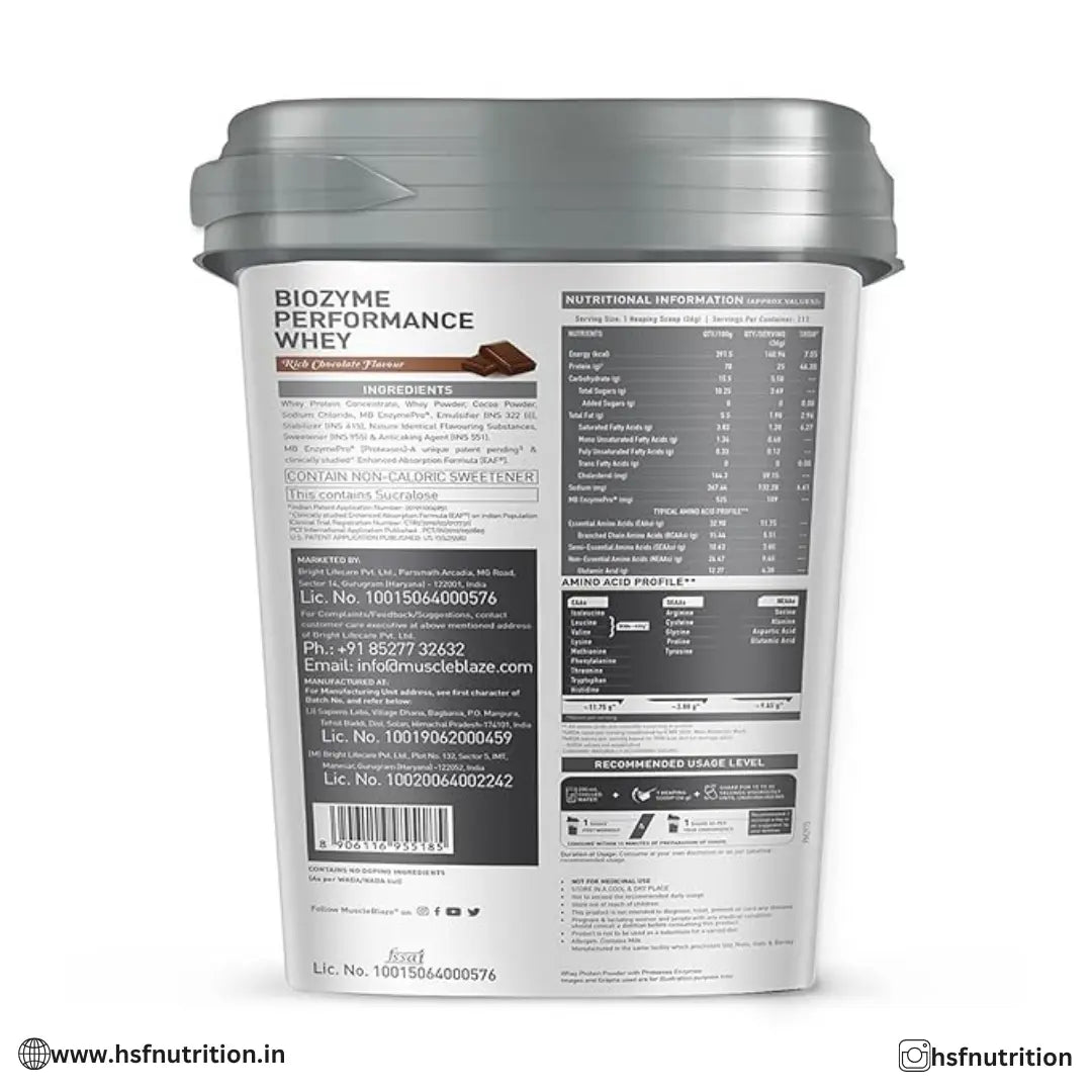 MuscleBlaze MB Biozyme Performance Whey Protein - 4kg, Rich Chocolate Muscleblaze