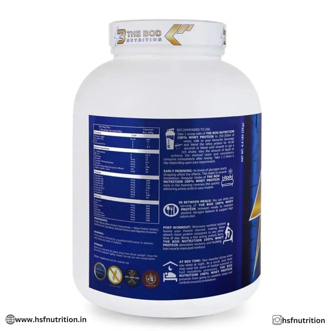 The Bod Nutrition 100% Whey Protein - 2kg, 25gm, Rich Chocolate The Bod Nutrition