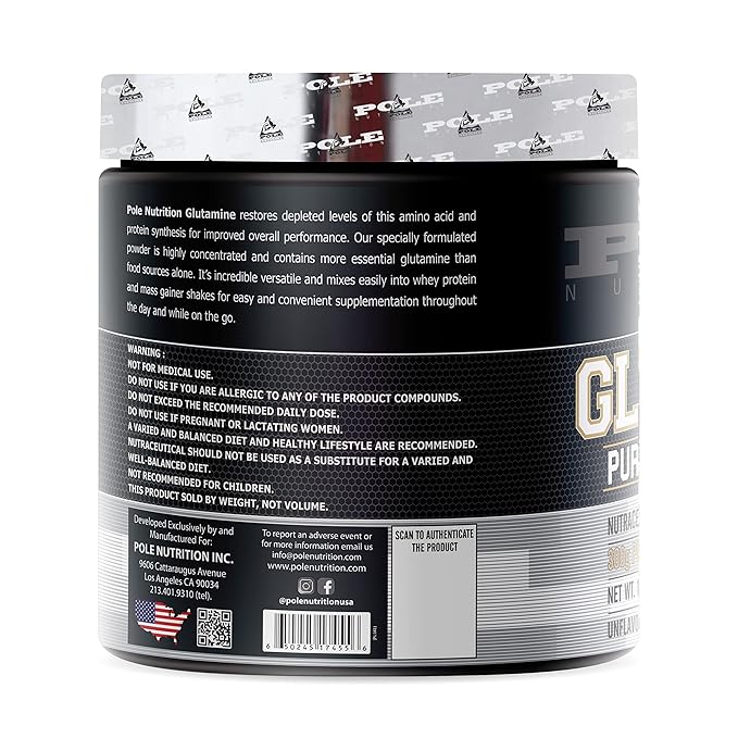 Pole Nutrition Pure L-Glutamine Powder - 300g Unflavored Pole Nutrition