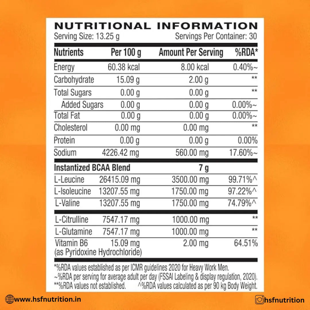 GNC AMP Gold Series BCAA Advanced - 400 gm, 30 Servings, Tangy Orange - Hold Strong Fitness & Nutrition