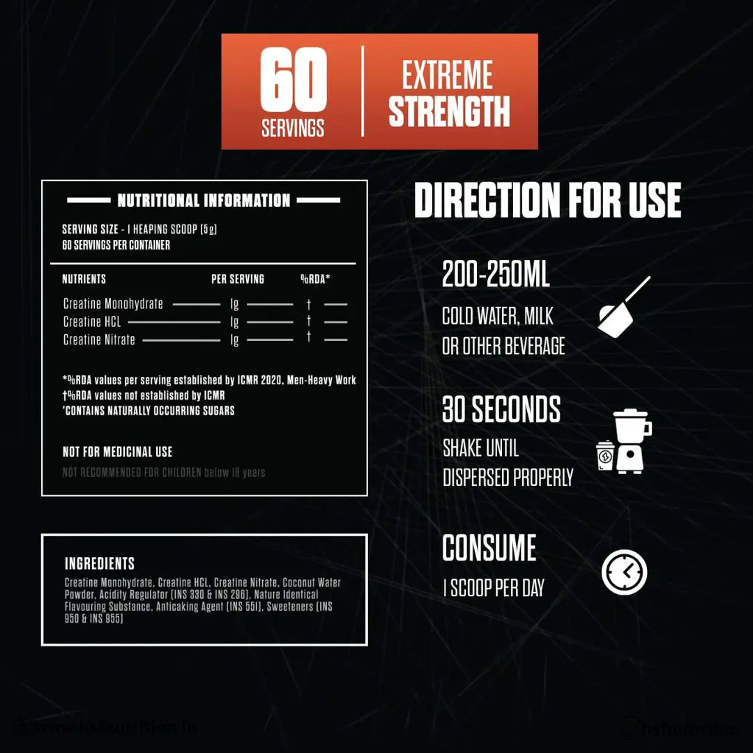EXALT SUPPS The Mettle TRI Creatine Monohydrate - 5g per Serving, 100 Servings (300g), Unflavored - Hold Strong Fitness & Nutrition