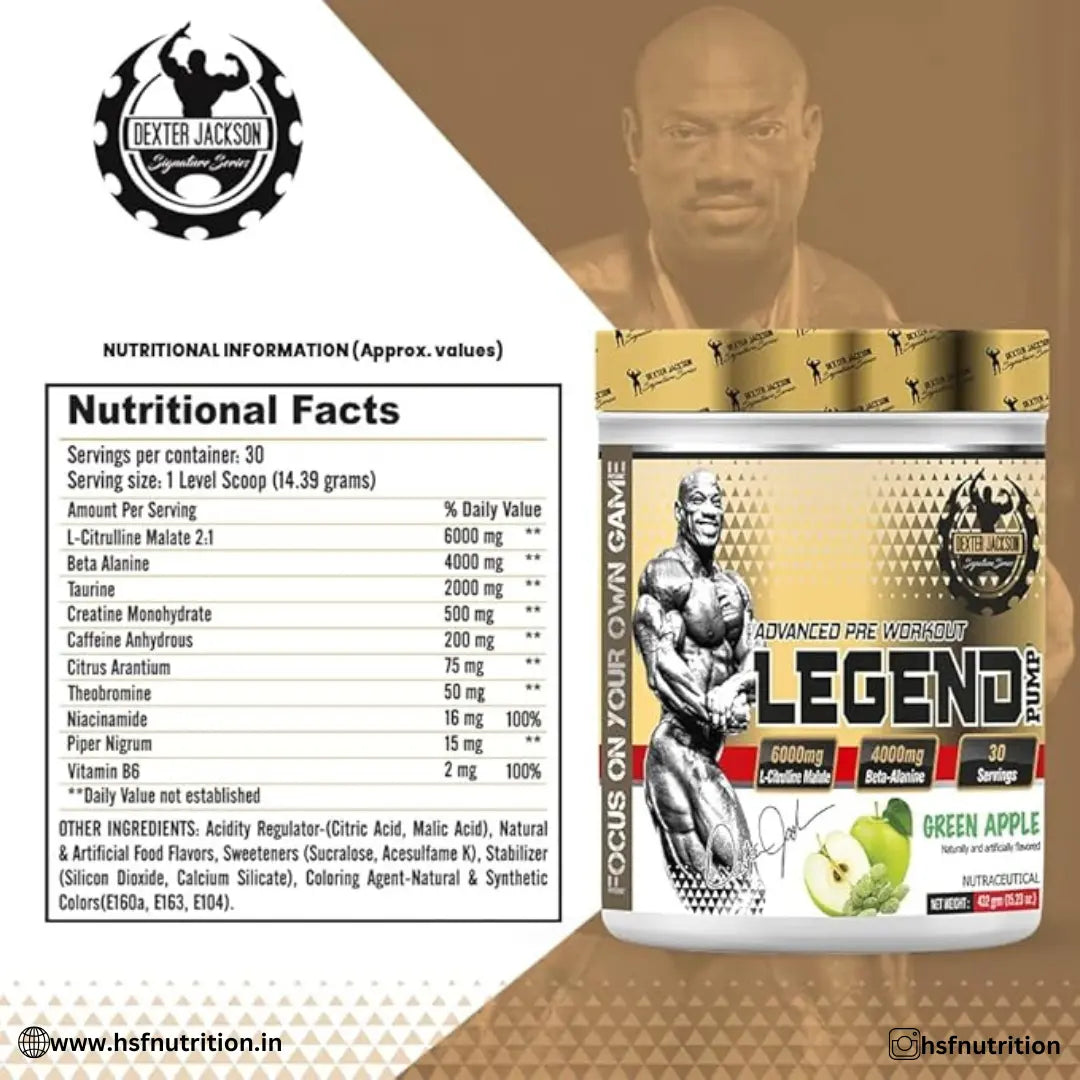 Dexter Jackson Legend Pump  - 432gm, Green Apple, 30 Serving - Hold Strong Fitness & Nutrition